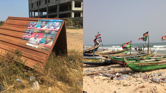 Election Posters/Fisherboats with Party Flags in Accra, Ghana. Copyright: Simon Primus